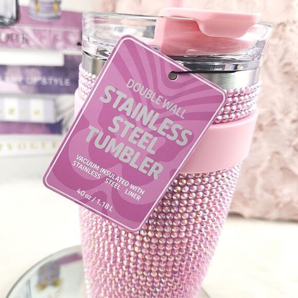 Pink Bling {Rhinestones} Stainless Steel Tumbler - Picture 5 of 6